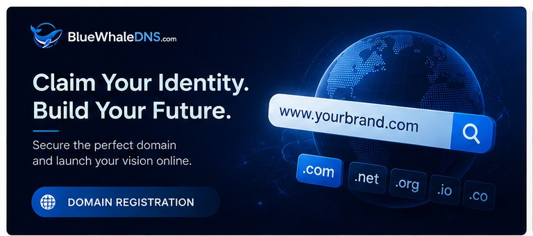 Domain registration with globe and TLD search